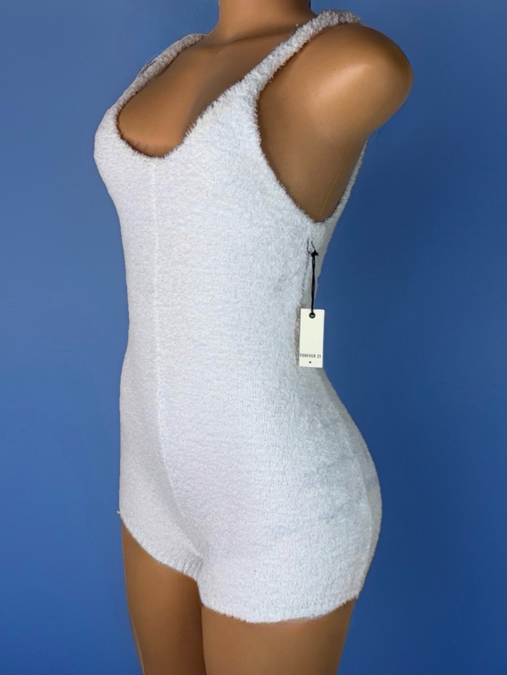 Forever 21 White Terry Knit Romper Sleepwear